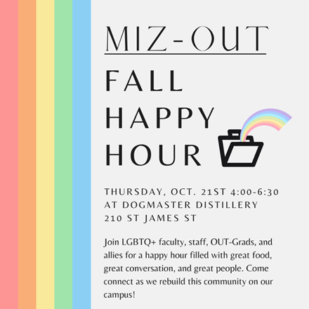 This is a flyer for MIZ-OUT's event on October 21 at Dogmaster Distillery.