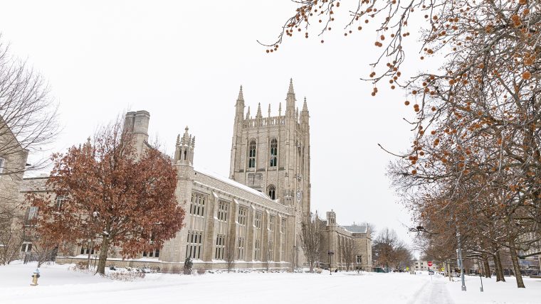 This is an image of Memorial Union covered with snow.