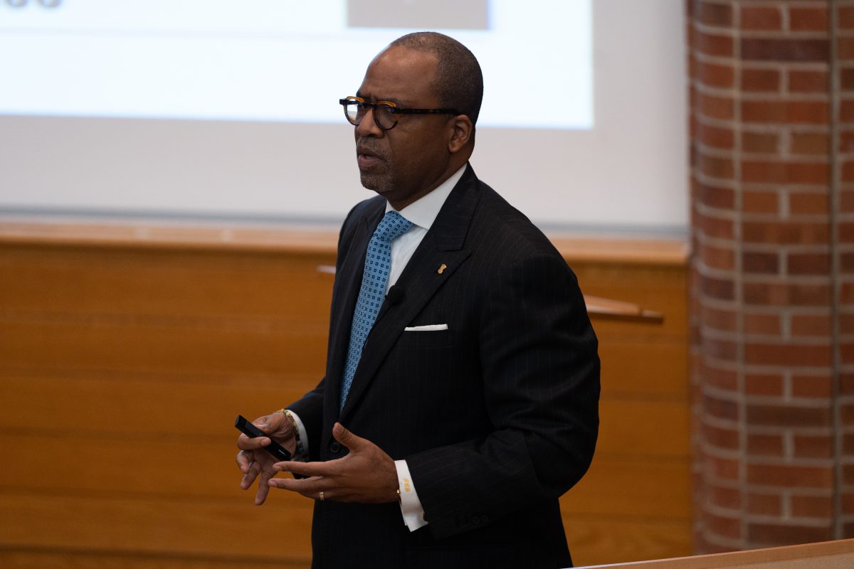 Dr. Jonathan "Jay" Augustine presenting lecture: "Making the Case for Diversity: Higher Education, Political Participation, and the Future of Affirmative Action." 
